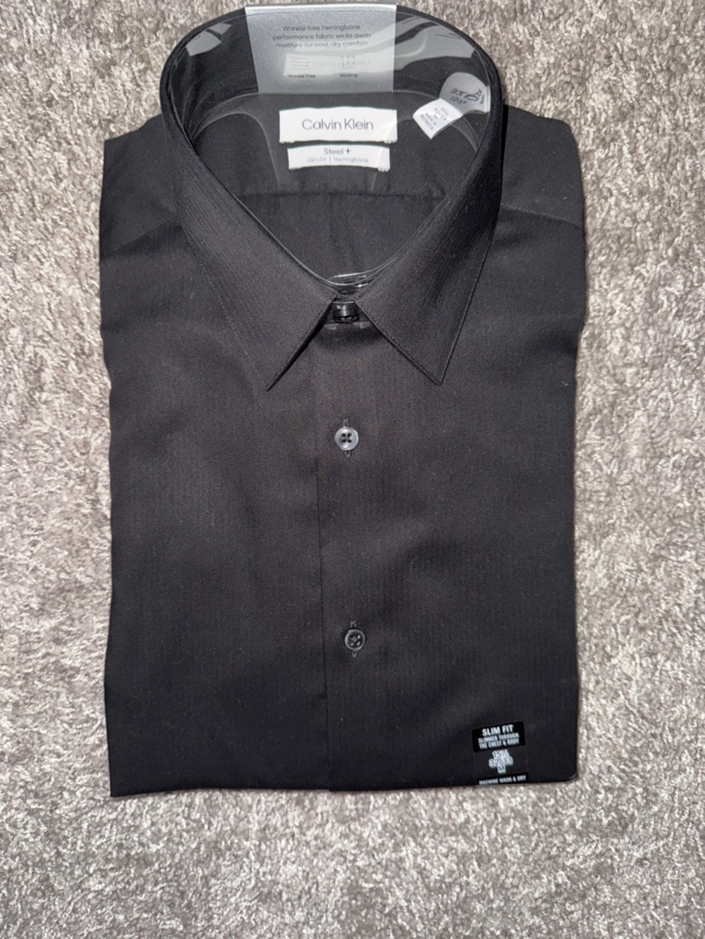 Calvin Klein Black Slim Fit Dress Shirt - Point Collar